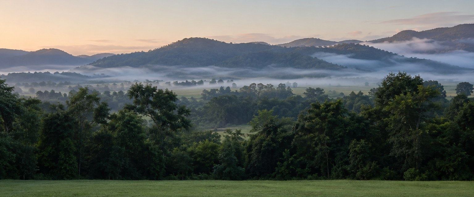 Vista de um lote do Reserva Vale Europeu ao amanhecer